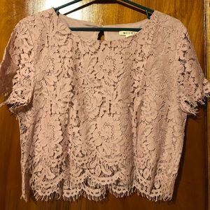 Pink Lace Crop Top